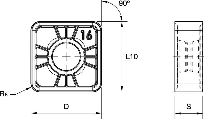 Face milling insert with eight cutting edges.