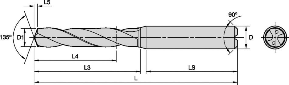 具有内冷功能的 TOP DRILL S™ • 有色金属材料