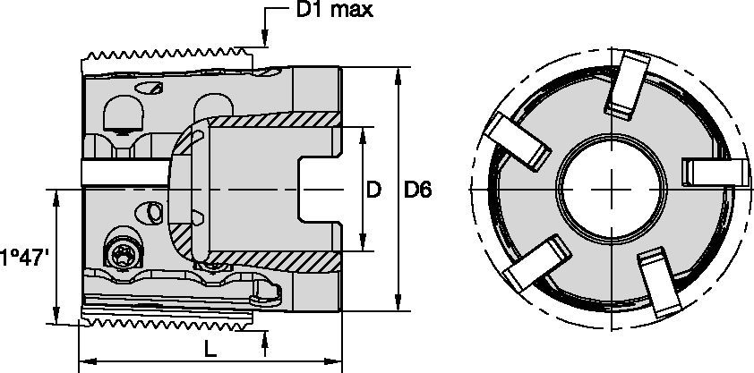 TMST25 • Shell Mill • Conical Threads