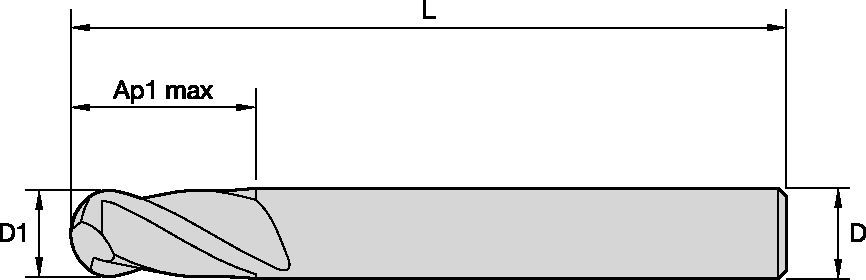 GP Schaftfräser • Baureihe 2838 • Kugelkopf • 2&nbsp;Spannuten • Metrisch