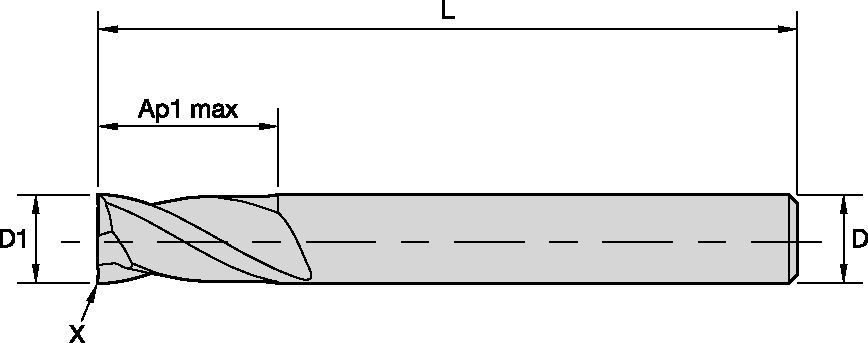 D002-12 2Fl SqEnd DIN 6527 Solid End Milling - 6092331 - WIDIA