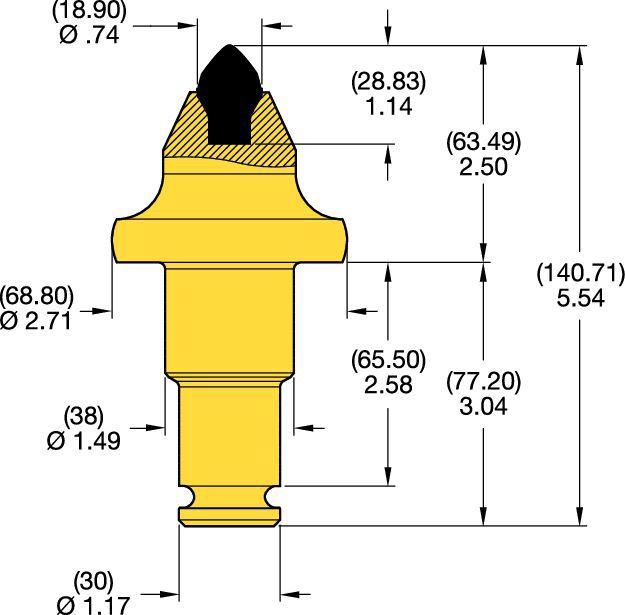 38/30mm Step Shank Conicals • C Groove Series 2.5"