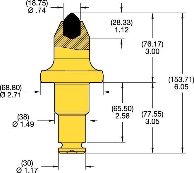 38/30mm Step Shank Conicals • C Groove Series 3.0"