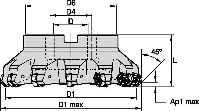 M1200 - 45° - Shell Mills - Inch 3323875 - WIDIA