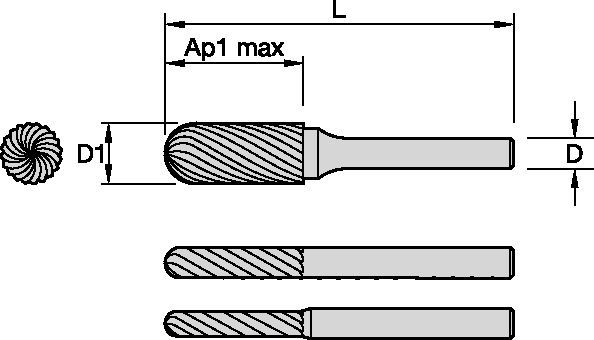 Series SC-M Cylindrical Ball Nose • Master Cut Burs • Metric