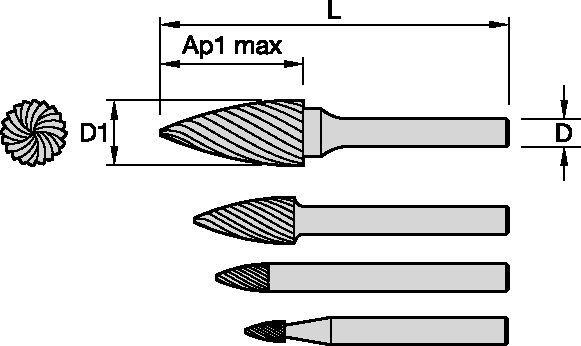 Series SG Pointed Tree • Burs • Inch 2729669 - Kennametal