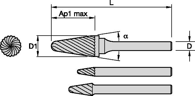 Series SL Included Angle • Single-Cut Burs • Inch