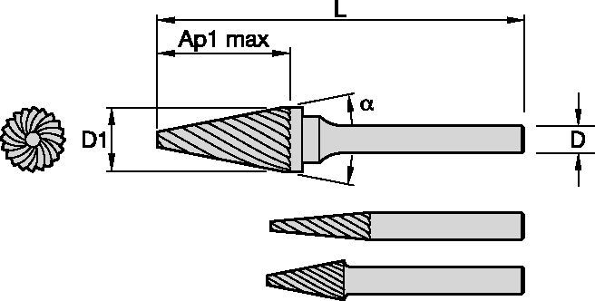 Series SM Pointed Cone • Master-Cut Burs • Inch