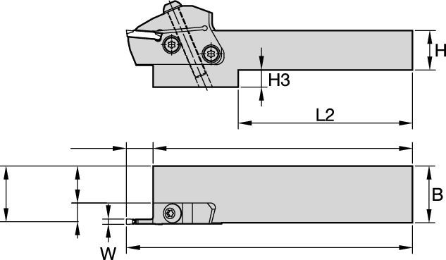 WMT Modular Toolholders • Straight Mount • Grooving, Cut-Off, Face Grooving • Metric