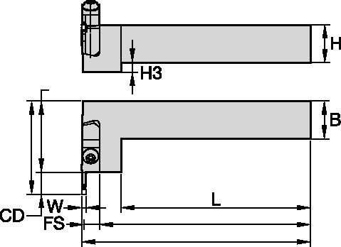 Modulare WMT-Werkzeugaufnahme • Stirnmontage • Stechdrehen, Abstechdrehen, Planstechen • Metrisch