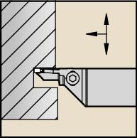 Porte-outils monoblocs WMT pour rainurage frontal • Talon vers l'intérieur • Métrique