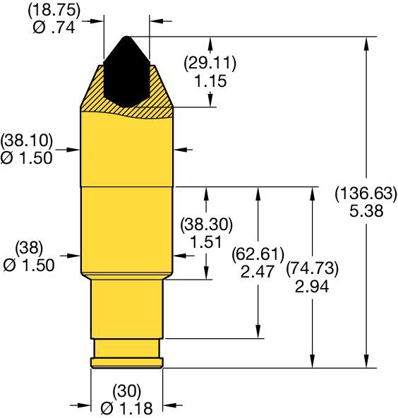 38/30mm Step Shank Conicals