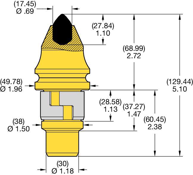 38/30mm Step Shank Conicals