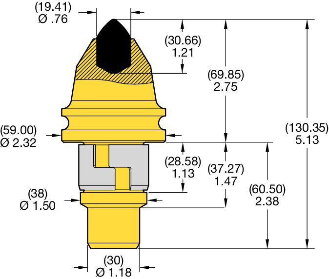 38/30mm Step Shank Conicals