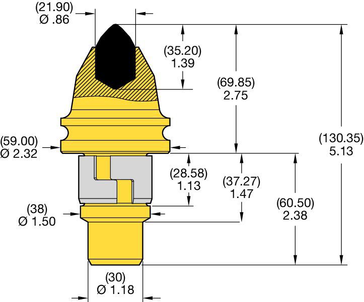 38/30mm Step Shank Conicals