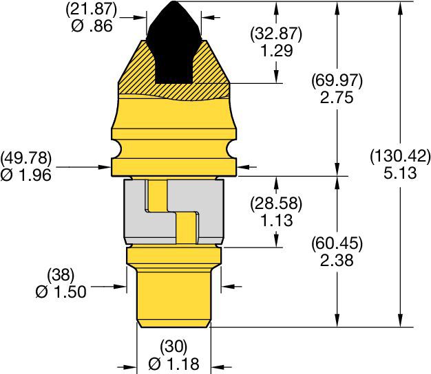 38/30mm Step Shank Conicals