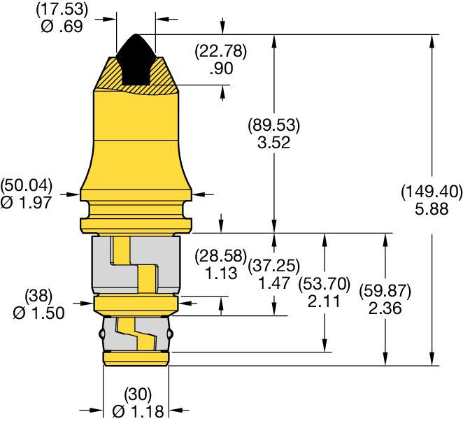 38/30mm Step Shank Conicals