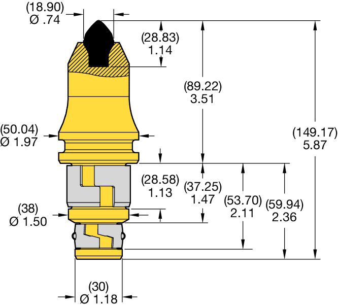 38/30mm Step Shank Conicals