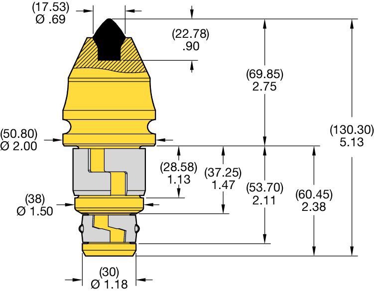 38/30mm Step Shank Conicals