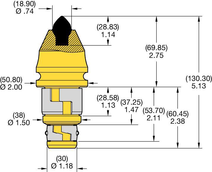 38/30mm Step Shank Conicals