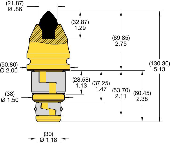 38/30mm Step Shank Conicals