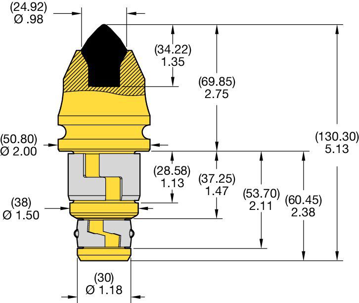 38/30mm Step Shank Conicals