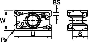 Shoulder milling insert with four cutting edges per insert, precision ground