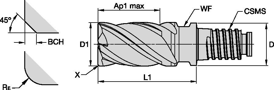 D-L VARIMILL Steel HighTemp IN Solid End Milling - 6071552 - WIDIA