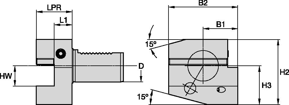 Adaptateur VDI • Pour porte-outils à section carrée • ISO 10889