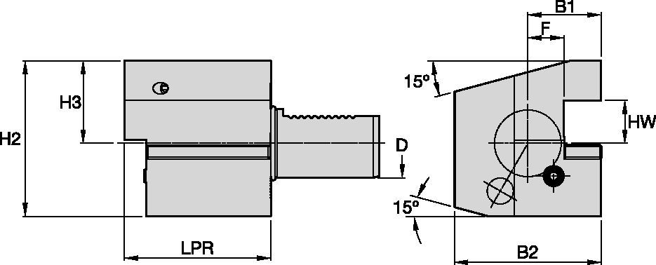 Adaptateur VDI • Pour porte-outils à section carrée • ISO 10889