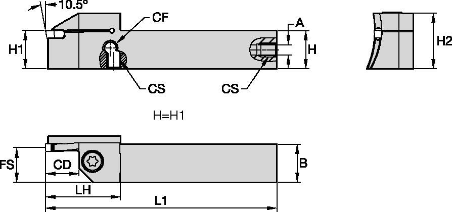 Grooving, and Cut-Off • Square Shank • External Sweep B