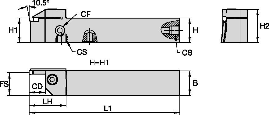 Grooving, and Cut-Off • Square Shank • External Sweep B