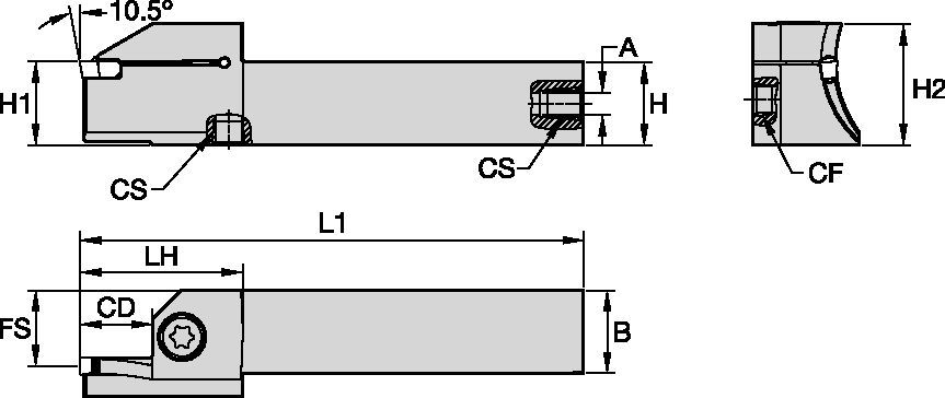 Grooving, and Cut-Off • Square Shank • External Sweep B