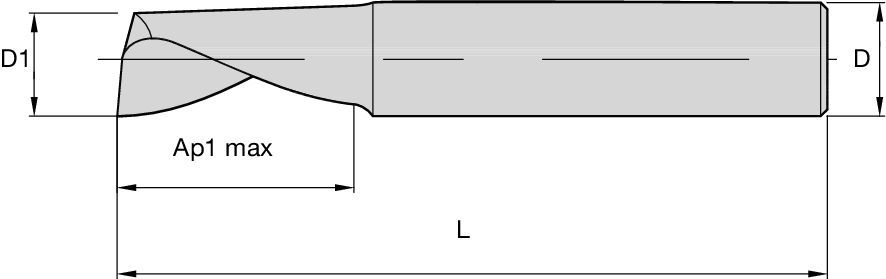 KenCut™ AL - F1AA-WS-M - Square End - 1 Flute - Plain Shank - Metric 2433332 - Kennametal