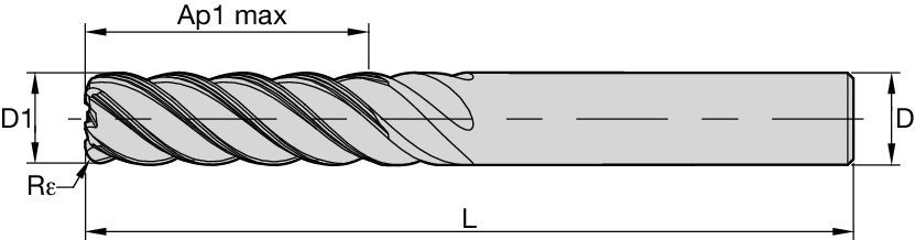 HARVI™ II Long Solid Carbide End Mill for Finishing and Fine Finishing Applications