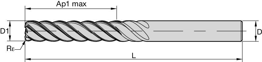 HARVI™ II Long Solid Carbide End Mill for Finishing and Fine Finishing Applications