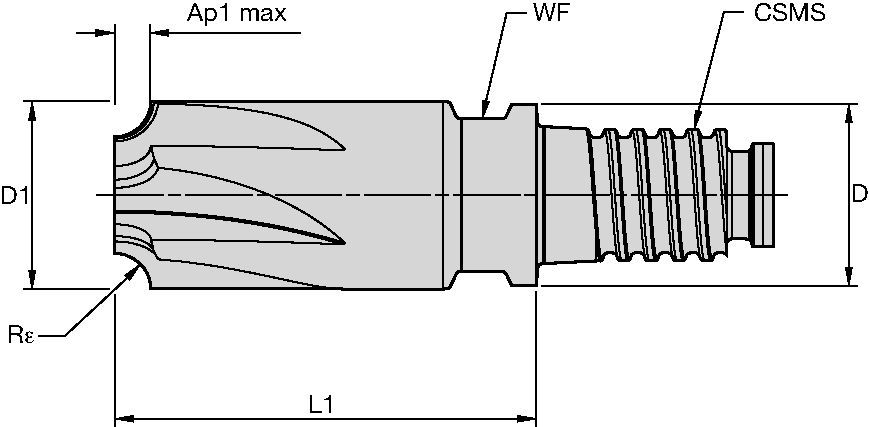 D-L Corner Radii Tool XRDA IN Milling - 6127715 - Kennametal