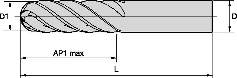 HARVI™ III Aero • Ball Nose • 6 Flutes • Plain Shank • Inch