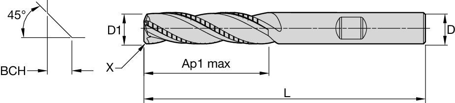 KenCut™ ALR • SFRHEC • Chamfered • 3 Flutes • Weldon® Shank • Inch