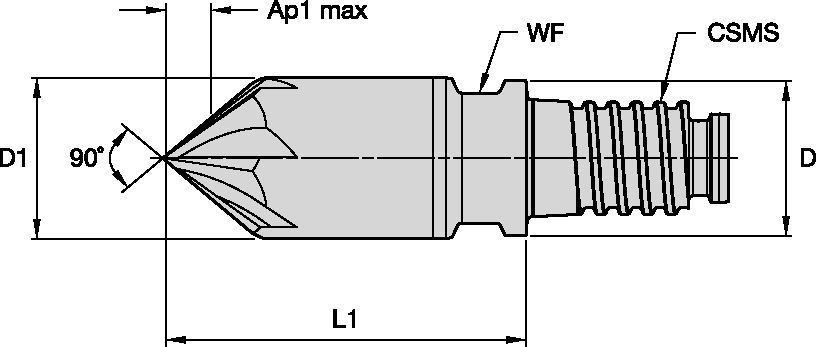 D-L Chamfer Tool 80C6 IN Solid End Milling - 6127319 - WIDIA