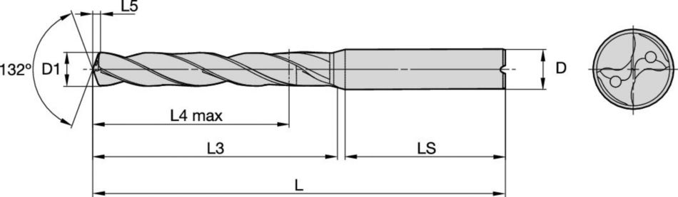 Broca de metal duro integral para aplicaciones universales