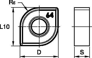 Shoulder milling insert with four cutting edges.