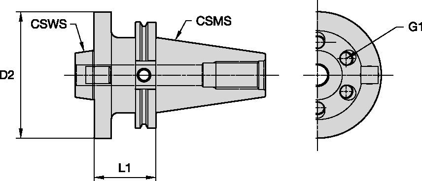 Bolt taper flange adapter for maximum tool stiffness.