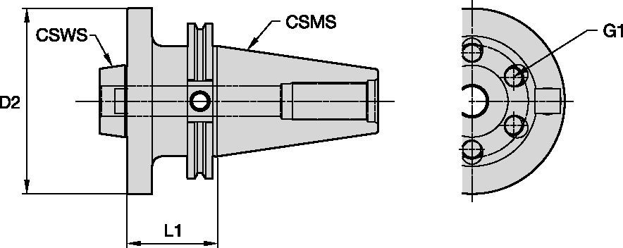 Bolt taper flange adapter for maximum tool stiffness.