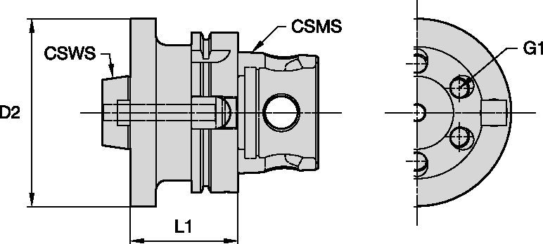 Bolt taper flange adapter for maximum tool stiffness.