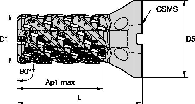 HARVI™ Ultra 8X • Helical Mill • SNHJ10 • Taper Flange Mount • For Corner Radius .031"-.125" (0,8-3,2mm) • Inch
