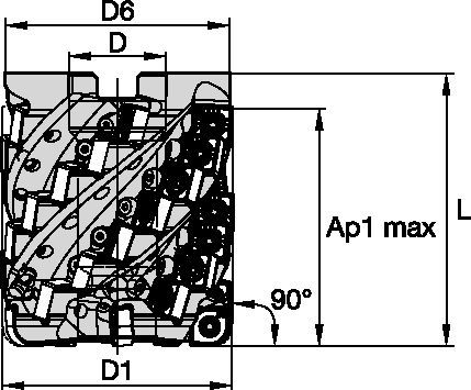 Shoulder milling cutter for steel, stainless steel, and high-temperature alloys.