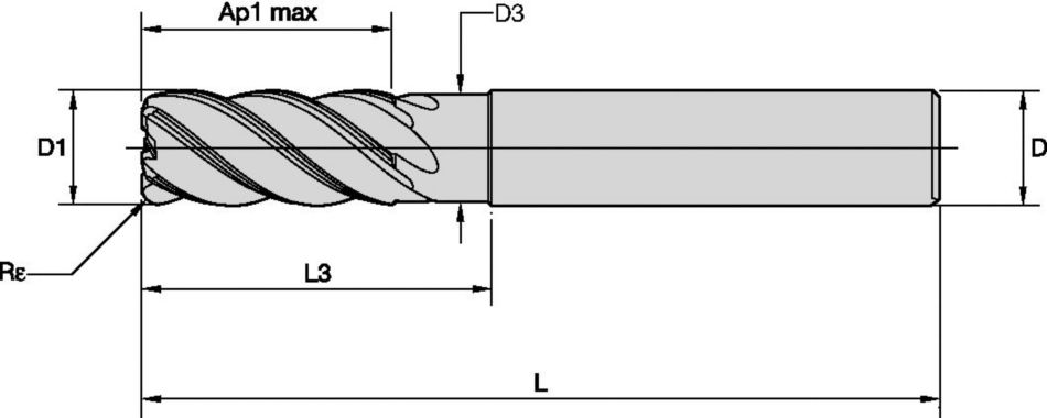 HARVI™ II - Radiused - 5 Flutes - Necked - Weldon® Shank - Metric 3524551 - Kennametal