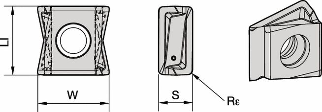 Shoulder milling insert with four cutting edges per insert, precision ground