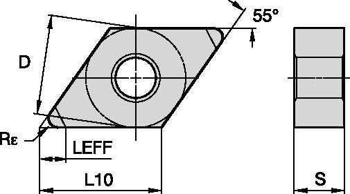 ISO-Wendeschneidplatte • Negative D-Ausführung • DMT